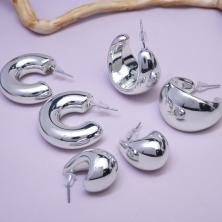 Серьги полукольца 2-3см акрил арт.ИВ-1034 серебро (3пары)