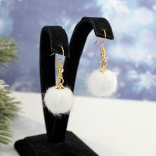 Серьги "Помпон" 15*30мм арт.ИВ-40/1 белый/золото