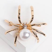Брошь "Паук" 60*50мм арт.4570862 золото/жемчуг