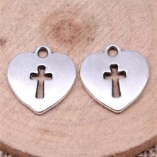 Подвеска "Сердце" с крестом 16*18мм арт.ИВ-37 серебро