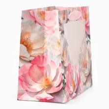 Пакет ламинат с окном "Белые пионы" 24*20*11см арт.10787347