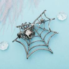Брошь "Паук в паутине" 40*45мм арт.2291760 серебро/микс