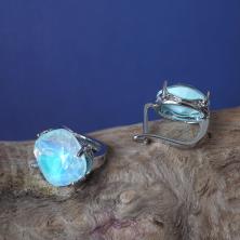 Серьги "Голубая лагуна" 18мм ИВ-1080 серебро