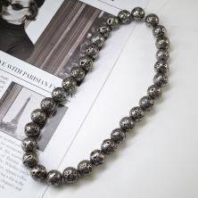 Бусины "Лава гальв" 12мм 38см ИВ-824 т.серебро (32б.)