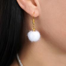 Серьги "Помпон" 15*30мм арт.ИВ-40/1 белый/золото