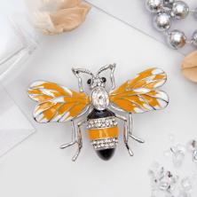 Брошь эмаль "Пчела" 55*35мм арт.3724028 серебро/микс