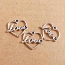 Подвеска "Сердце LOVE" 20*18мм арт.ИВ-36 серебро