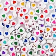 Бусины акрил "Сердце"  7*4ммарт.SF-7263 белый/ассорти
