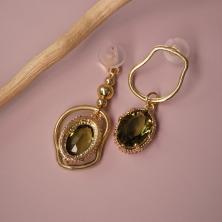 Серьги "Ассиметрия" с камнем 45мм арт.ИВ-1068 зол.