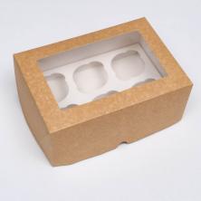 Коробка крафт с окошком 25*17*10см арт.7904600 (для капкейка)