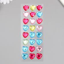 Стразы "Сердечки" 8,5*22,5см арт.9735542 ассорти (24шт)