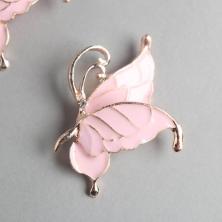 Декоративный элемент "Бабочка" эмаль 30*40мм арт.7013379 золото/розовый