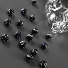 Бусины акрил "Крест" 8мм арт.9906175 черно-белый (44шт)