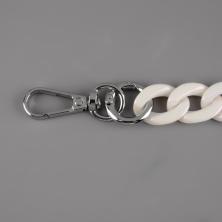 Цепочка для сумки пластик 68см d-23*17мм арт.9690178 белый/серебро