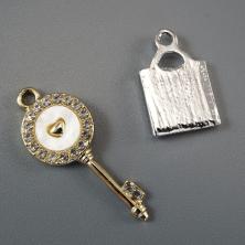 Подвеска "Ключик+замочек" арт.10714196 серебро/золото (2шт)