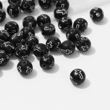 Бусины акрил "Крест" 8мм арт.9906175 черно-белый (44шт)