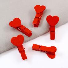 Прищепки "Сердечки" 35*7мм арт.4464681 красный (5шт)
