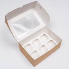 Коробка крафт с окошком 25*17*10см арт.7904600 (для капкейка)