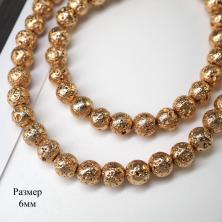 Бусины "Лава гальв" 6мм 38см ИВ-824 зол. (62б)
