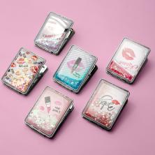 Зеркальце карманное с блестками "Губы" 6*7см арт.ФУ-12001 микс