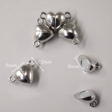 Замок магнитный 10*15мм отв-е 1мм "Сердечко" арт.055-100405 серебро