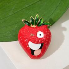 Брошь "Клубника" 20*25мм арт.7062806 золото/микс