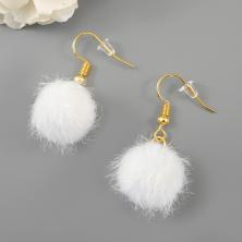 Серьги "Помпон" 15*30мм арт.ИВ-40/1 белый/золото