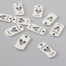 Подвеска "Жетон с сердцем" 20*10мм арт.10227521 серебро