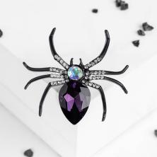 Брошь "Паук" 45*45мм арт.1489201 фиолетово/черный